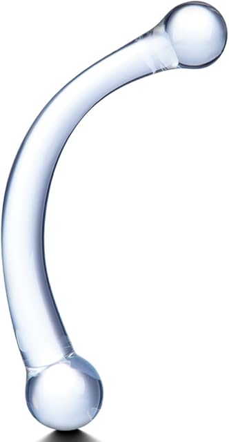 Double Head Glass Dildo, Clear Crystal Anal Dildo Sex Toy Smooth Anal Plug,Prostate Massager Curved Glass Rod Anal Toy 73 Inch Anal G Spot Stimulator for Men and Women Anal Prostate Pleasure Rod