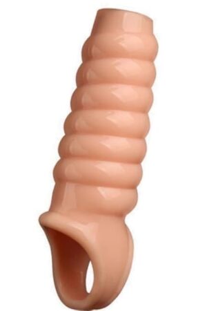 ERUN Penis Enlargement Silicone Sleeves, Male Penis Sleeve Enhancement Premium, Reusable Penis Ring, Delayed Cock Rings Size Really Ample Ribbed Penis Enhancer (A)