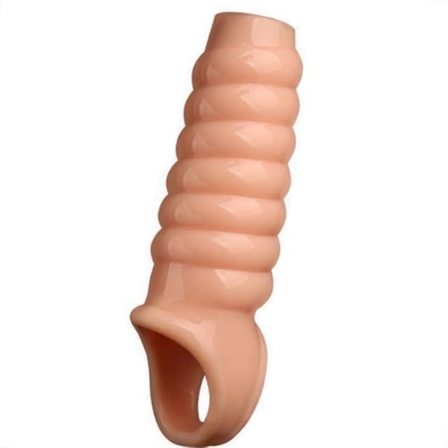 ERUN Penis Enlargement Silicone Sleeves, Male Penis Sleeve Enhancement Premium, Reusable Penis Ring, Delayed Cock Rings Size Really Ample Ribbed Penis Enhancer (A)