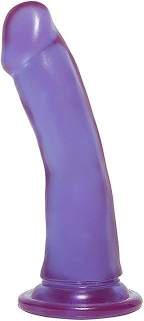 Doc Johnson Crystal Jellies - Slim Dong - 6.5 Inch - 1.5" Wide - Strong Suction Cup Base - O-Ring Harness Compatible Dildo - for Adults Only, Purple