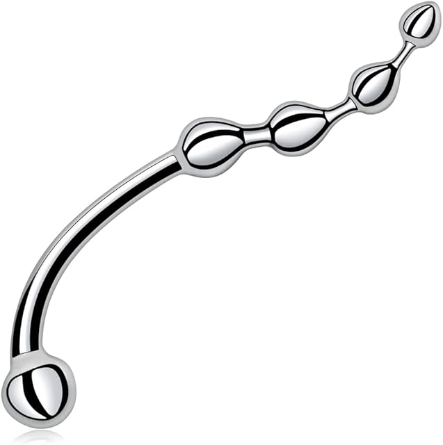 Anal Hook Butt Plug - 5 Beads Metal Anal Hook S-Shaped Graduated Bead Design Sex Anal Toy for Women Man Couples