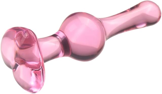Glass Buttplug, Heart Shaped Glass Anal Plug, Hot & Cold Stimulate Anal Trainer, Glass Sex Toy for Men and Women Couples Anal Toy (Purple)