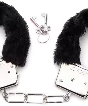 Fluffy Handcuffs for Couples ? Soft Sex Cuffs, Bedroom Handcuffs for Beginners, Adjustable BDSM Handcuffs, Handcuff Sex Bed Adult Set, Kinky Handcuffs for Playful Bondage, Sex Handcuff (Black)