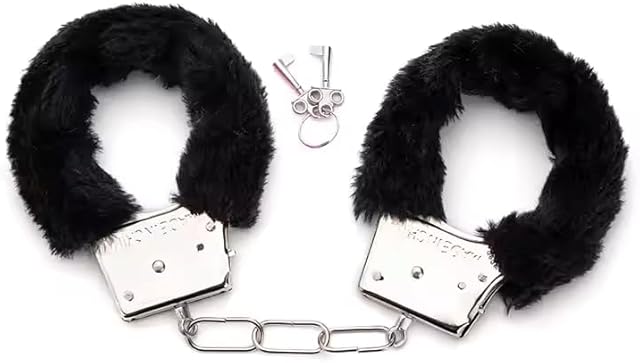 Fluffy Handcuffs for Couples ? Soft Sex Cuffs, Bedroom Handcuffs for Beginners, Adjustable BDSM Handcuffs, Handcuff Sex Bed Adult Set, Kinky Handcuffs for Playful Bondage, Sex Handcuff (Black)