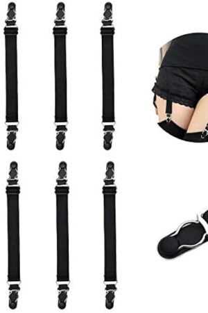 Adjustable Stocking Clip Elastic Double-way Thigh High Suspenders Duckbill Buckle Non-slip Garter Socks Belt Fastener Straps Shirt Holder Locking Clamps For Sexy Women 8 Pcs