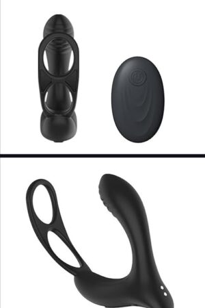 3-in-1 Anal Vibrator with Cock & Testicle Ring and Remote Control  Pinky Time 10 Vibration Mode Prostate Massager Anal Plug G-spot Stimulation Quiet Waterproof Sex Toys for Men, Women and Couple