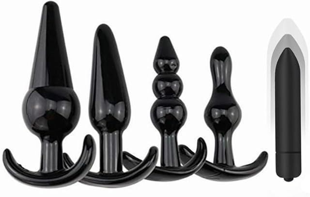 EndoH Vibrating Anal Beads Butt Plug Flexible Silicone 10 Vibration Modes Graduated Design Anal Sex Toy Waterproof Bullet Vibrator for Men, Women and Couples, Black