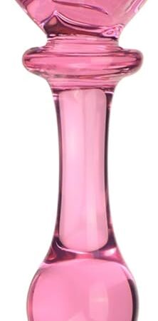 Glass Dildo Rose Toy, Crystal Glass Pleasure Wand Dildo Rose Base, Glass Butt Plug Stimulator Glass Anal Plug Anal Trainer, Glass Rose Anal Sex Toy for Men and Women Couples (5.31in)