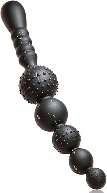 Anal Beads Silicone Anal Butt Plug G-spot Prostate Massager with Safe Handle and Particles Masturbation Sex Toys for Men Women