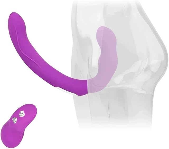 Lesbian Strapless Strap On Double Dildo Vibrator, Double Sided Dildo Ended Dildo G-Spot with 10 Modes & Remote Control, Realistic Pegging Dildo, Anal Sex Toys for Women Strapless Dildo Lesbian