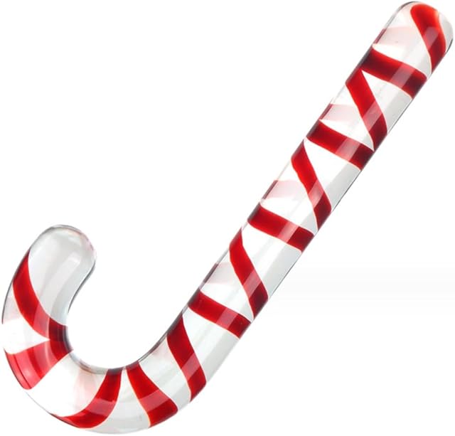 Glass Sex Toy Wand Double-Ended Butt Plug Anal Beads G-spot Stimulation to Dildo Christmas Gift Candy Cane Unisex Anal Butt Plug for Men Women (17.5cm, Candy A)