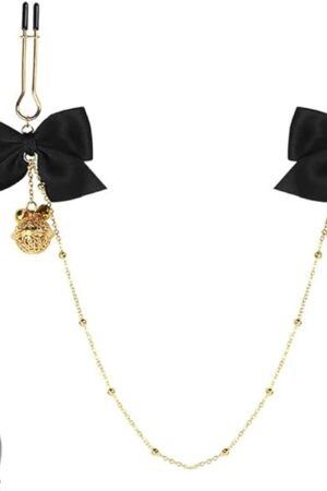 Adjustable Nipple Clamps with Chain Non Piercing Nipple Clips with Bells Attractive Nipple Clip Body Jewelry (Black B)