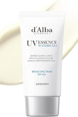 d'alba Piedmont Italian White Truffle Waterfull Essence Sunscreen, Vegan Skincare, Lightweight Sunscreen with BROAD SPECTRUM SPF 50+, Glowy, Safe for all Skin Types, Korean Skin Care (169 fl oz)