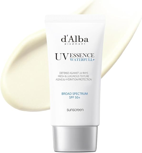 d'alba Piedmont Italian White Truffle Waterfull Essence Sunscreen, Vegan Skincare, Lightweight Sunscreen with BROAD SPECTRUM SPF 50+, Glowy, Safe for all Skin Types, Korean Skin Care (169 fl oz)