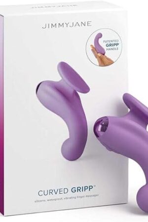 JIMMYJANE Curved Gripp? Vibrator, G-Spot & Clitoral Stimulator, Vibrating Personal Massager with Finger Holder, 5 Vibration Modes & 5 Speeds, Rechargeable, Purple