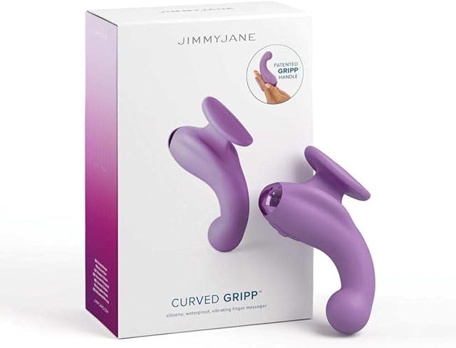 JIMMYJANE Curved Gripp? Vibrator, G-Spot & Clitoral Stimulator, Vibrating Personal Massager with Finger Holder, 5 Vibration Modes & 5 Speeds, Rechargeable, Purple
