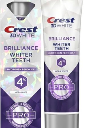 Crest 3D White Brilliance Pro Ultra White Teeth Whitening Toothpaste, 3.8 oz, Anticavity Fluoride Toothpaste, 4% Hydrogen Peroxide, Active Whitening Protection