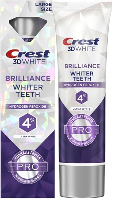 Crest 3D White Brilliance Pro Ultra White Teeth Whitening Toothpaste, 3.8 oz, Anticavity Fluoride Toothpaste, 4% Hydrogen Peroxide, Active Whitening Protection