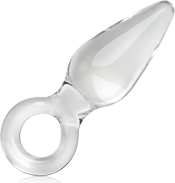 Anal Plug Glass Clear Dildo with O Ring G-spot Prostate Massage Masturbation Crystal Sex Toys for Women Men and Couples