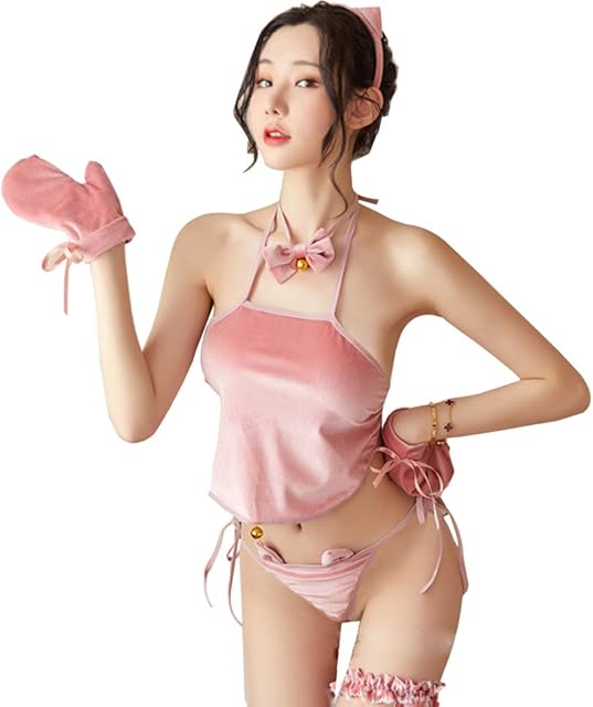 Women Lingerie Anime Cute Piggy Cosplay Lingerie Velvet Role Play Sexy Outfit Costume