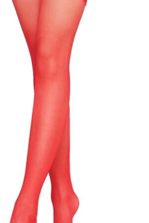 Women's Sheer Silky Thigh Highs Stockings with Stay Up Silicone Lace Top