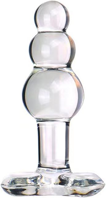 Glass Anal Beads Prostate Massager P-Spot Stimulation Anal Trainer Sex Toys,Glass Big Size Butt Plug with Graduated Beads Crystal Butt Plug Personal Massage for Men Women(Transparent)