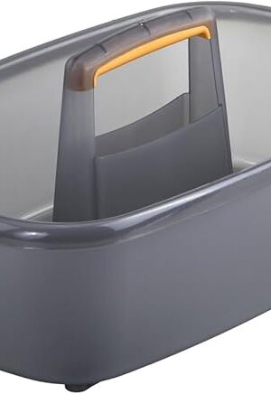 Casabella Plastic Multipurpose Cleaning Storage Caddy with Handle, 1.85 Gallon, Gray and Orange