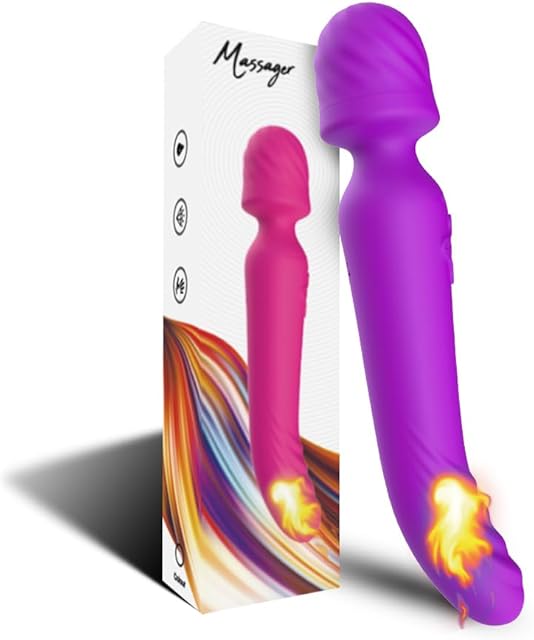 G Spot Vibrator Wand, Heating Function and Vibrating Ball for Clitoris, G-spot Stimulation, Waterproof Dildo Sex Toy with 7 Powerful Vibrations Dual Motor Stimulator for Women or Couple Fun (Purple)