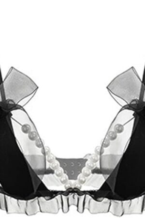 Women Bras Sexy Lingerie Lace Unlined Womens Underwear See Through Lace Bra Adjustable Straps Pearls Underwire Bralette Sheer Lingerie Black