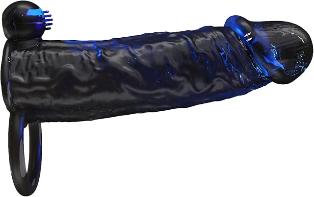 Vibrating Penis Extender Sleeve with 10 Vibration Modes, Penis Sleeve Vibratior Penis Enlarger Device with Penis Ring, Male Penis Extension Sleeve for Sex, Adult Sex Toys (Black)