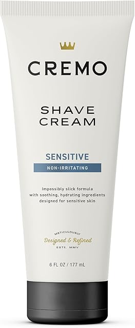 Cremo Sensitive Shave Cream, Astonishingly Superior Ultra-Slick Shaving Cream for Men, Fights Nicks, Cuts and Razor Burn, 6 Fl Oz