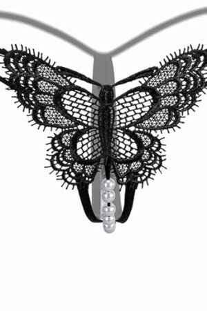 Women's Sexy Hollow Underwear Lace Butterfly Embroidery Thong T Pants Transparent Open Cut sexy Pearl Underwear
