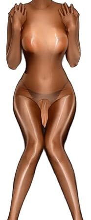 Women Men Sexy Nylon Sheer Full Body Stocking Semi See Through Sheer Shiny Bodystocking