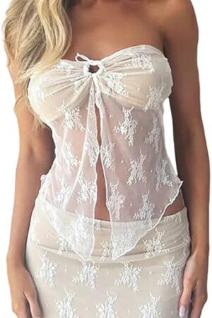 Women Spaghetti Strap Lace Crop Camisole Sleeveless V Neck Cami Top Vintage Backless Tank Top Y2k Slim Fit Streetwear