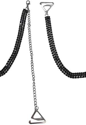 2PCS Layered Rhinestone Bra Strap for Women Adjustable Crystal Diamond Shoulder Lingerie Straps Sexy Fashion Underwear Chain Non-slip Luxury Bridal Wedding Dress Accessories Rave Summer Body Jewelry