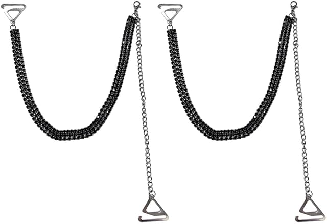 2PCS Layered Rhinestone Bra Strap for Women Adjustable Crystal Diamond Shoulder Lingerie Straps Sexy Fashion Underwear Chain Non-slip Luxury Bridal Wedding Dress Accessories Rave Summer Body Jewelry