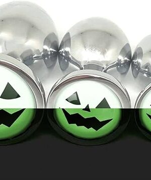 Glow in The Dark Halloween Pumpkin Face Jack O Lantern Metal Butt Plug Adult Toy Choose Your Size or Set of 3
