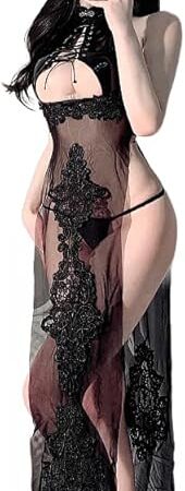 Ladies Sexy Anime Cosplay Lingerie Chinese Cheongsam Dress Qipao Babydoll for Women High Split Mini Bodycon