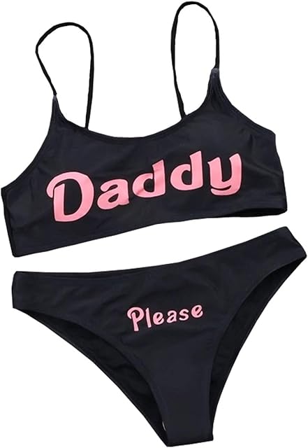 Women Anime Sexy Lingerie Sets Yes Daddy Costume Outfit Bra Top and Panty Sets 2 Piece Strappy Babydoll