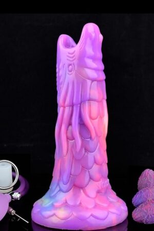 7.28'' Dragon Ovipositor Dildo with 5 Eggs, Adult Sex Toy for Women, Couples, Silicone Dildo with Hollow Tunnel with 5 Balls, Luminous Dildo Glow in The Dark - Medium Luminous Egg