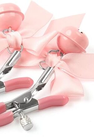 Adjustable Metal Nipple Clamps Non-Piercing Pink Bow Nipple Rings Decorative Weights Bell Non Piercing Nipple Adult Flirting Sex Toy