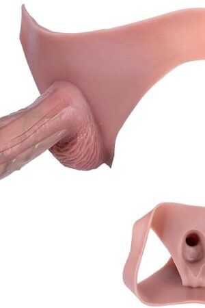 Hollow Dildo Panties,Realistic Soft Silicone Penis Enlarger,Penis Sleeve Extender Cock Sleeve,Reusable Cock Sheath Penis Pump, Strap on Dildo Panties for Men Couples Penis Enlargement