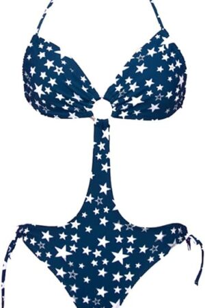 Women's Sexy Pattern Halter Neck One Piece - Swimsuits Cut Out tie Backless Bathing Suit Beach Monokini