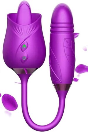Generic Easy to Operate Rose Shape Toys Update Model 3 in 1 Rose Toy with Tongue Licking, Thrusting and Vibrating Adult Tools YN3+6 * 36