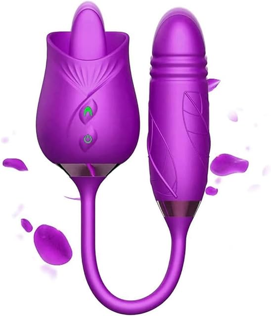 Generic Easy to Operate Rose Shape Toys Update Model 3 in 1 Rose Toy with Tongue Licking, Thrusting and Vibrating Adult Tools YN3+6 * 36