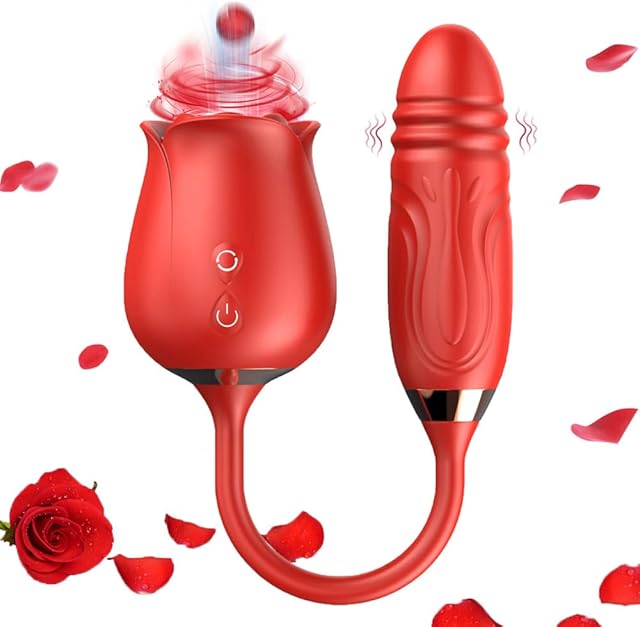 2024 Rose Viboator Stimulator Licking Sucking 10 Speed Adult Tools for Women Quiet Birthday Gift Fast Charge Waterproof Waterproof, Dual Motor-ZN1904