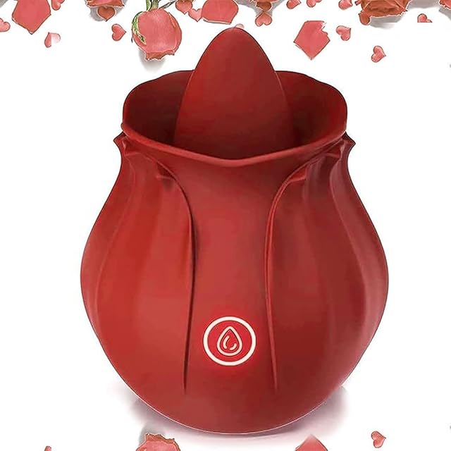 Generic Easy to Operate Rose Shape Toys Update Model 3 in 1 Rose Toy with Tongue Licking, Thrusting and Vibrating Adult Tools NV3+6 * 2, Roses-red