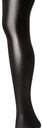 Women's Lingerie Black Lycra Wet Look Thigh High Stockings With Lace
