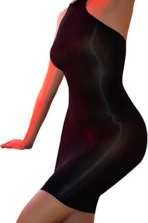 Women's Bodystocking Dress Lingerie Shimmer Tights Full Bodysuit Nylon Catsuit Halter Bodycon Dress