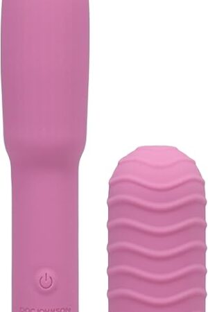 Doc Johnson Pocket Rocket - Elite - Rechargeable Silicone Vibrator with Textured Sleeve - 7 Powerful Vibrating Patterns - Pink